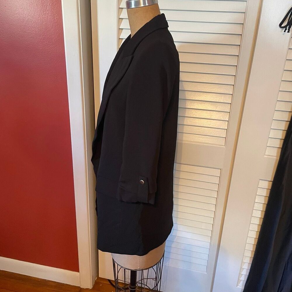 ZARA | black open front ruched sleeve blazer L NWT $70 - Picture 7 of 10